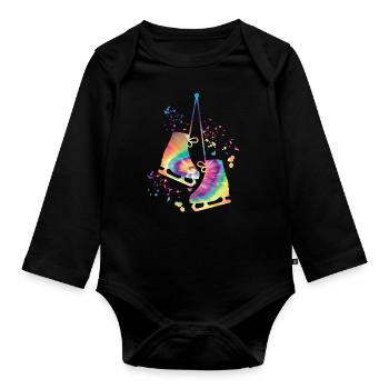Eiskunstläufer Schlittschuhlaufen Eiskunstlauf - Baby Bio-Langarm-Body - Schwarz - Vorne