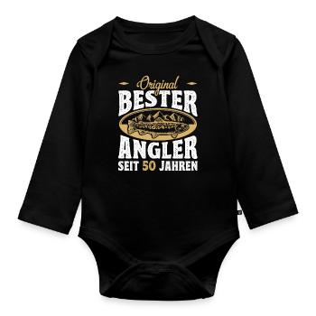 Lustige Angler Hobbyangler Geschenkidee zum 50. - Baby Bio-Langarm-Body - Schwarz - Vorne