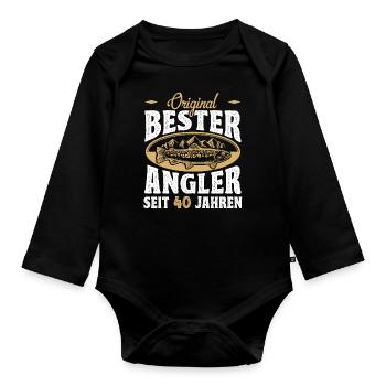 Lustige Angler Hobbyangler Geschenkidee zum 40. - Baby Bio-Langarm-Body - Schwarz - Vorne