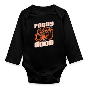 Photographer Focus On The Good Photograph Camera - Baby Bio-Langarm-Body - Schwarz - Vorne