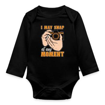 Photographer I May Snap At Any Moment Cameraman - Baby Bio-Langarm-Body - Schwarz - Vorne