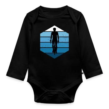 Herren Damen Bike Velo Radfahren Radfahrer - Baby Bio-Langarm-Body - Schwarz - Vorne