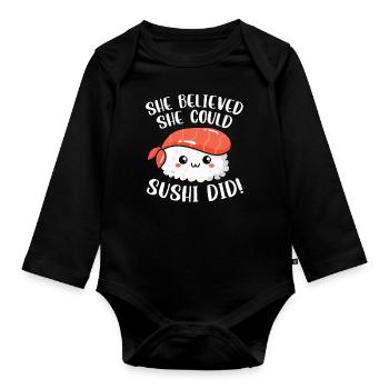 Sushi Essen Japan Nigiri Geschenk - Baby Bio-Langarm-Body - Schwarz - Vorne