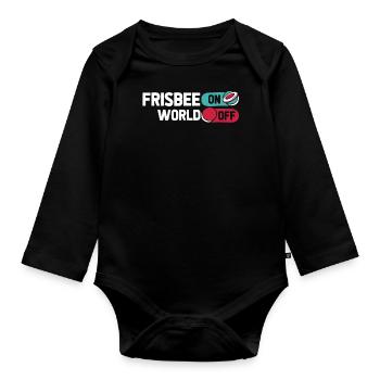 Frisbee Frisbee On World Off - Baby Bio-Langarm-Body - Schwarz - Vorne