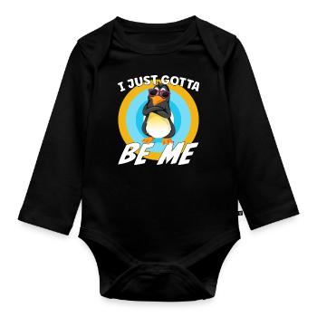 Je dois juste être moi, Pingouin - Body Bébé bio manches longues - noir - Devant