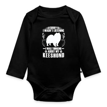 Ich habe an Wolfsspitz gedacht Keeshond - Baby Bio-Langarm-Body - Schwarz - Vorne