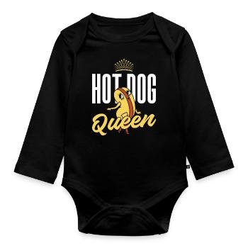 Hot Dog Adult Queen Hot Dog Queen - Baby Bio-Langarm-Body - Schwarz - Vorne