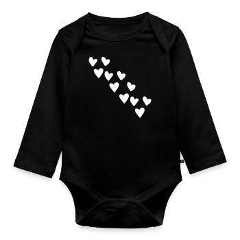motif coeurs symbole coeur forme d’amour - Body Bébé bio manches longues - noir - Devant