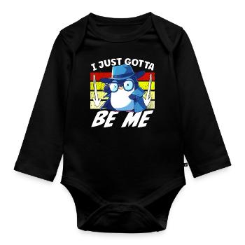 Je dois juste être moi, Pingouin - Body Bébé bio manches longues - noir - Devant