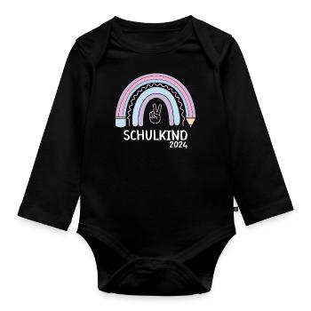 Rentrée scolaire Premier jour d’école enfant 2024 - Body Bébé bio manches longues - noir - Devant