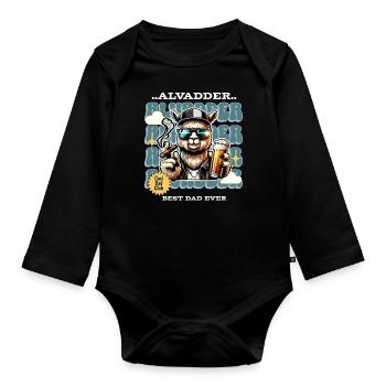 Alvadder Alpaka Papa Vater Vatertag - Baby Bio-Langarm-Body - Schwarz - Vorne