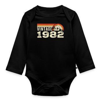 Vintage 1982 Cadeau Anniversaire 1982 Rétro 1982 - Body Bébé bio manches longues - noir - Devant