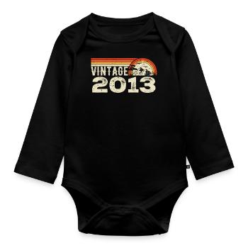Vintage 2013 Cadeau Anniversaire 2013 Rétro 2013 - Body Bébé bio manches longues - noir - Devant