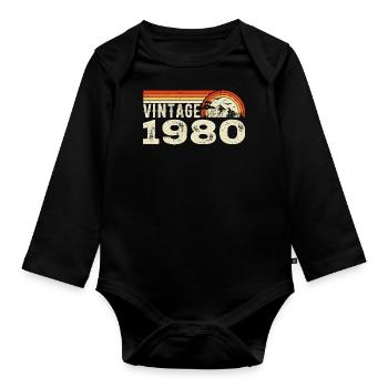 Vintage 1980 Cadeau Anniversaire 1980 Rétro 1980 - Body Bébé bio manches longues - noir - Devant