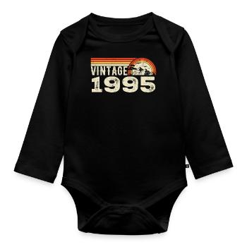 Vintage 1995 Cadeau Anniversaire 1995 Rétro 1995 - Body Bébé bio manches longues - noir - Devant
