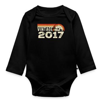 Vintage 2017 Birthday Gift 2017 Retro 2017 - Organic Longsleeve Baby Bodysuit - black - Front