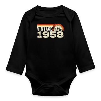 Vintage 1958 Birthday Gift 1958 Retro 1958 - Organic Longsleeve Baby Bodysuit - black - Front
