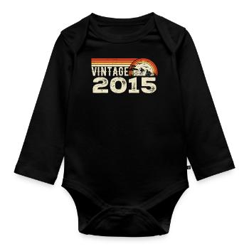 Vintage 2015 Birthday Gift 2015 Retro 2015 - Organic Longsleeve Baby Bodysuit - black - Front
