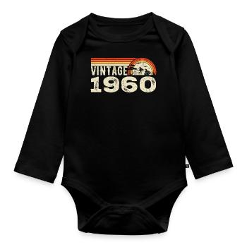 Vintage 1960 Cadeau Anniversaire 1960 Rétro 1960 - Body Bébé bio manches longues - noir - Devant