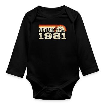 Vintage 1981 Cadeau Anniversaire 1981 Rétro 1981 - Body Bébé bio manches longues - noir - Devant