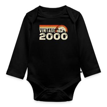 Vintage 2000 Cadeau Anniversaire 2000 Rétro 2000 - Body Bébé bio manches longues - noir - Devant