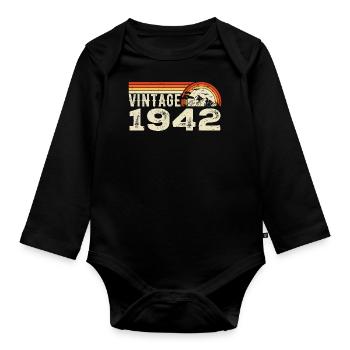 Vintage 1942 Cadeau Anniversaire 1942 Rétro 1942 - Body Bébé bio manches longues - noir - Devant