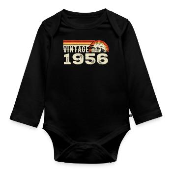 Vintage 1956 Birthday Gift 1956 Retro 1956 - Organic Longsleeve Baby Bodysuit - black - Front