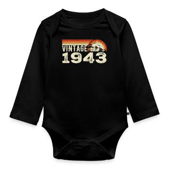 Vintage 1943 Cadeau Anniversaire 1943 Rétro 1943 - Body Bébé bio manches longues - noir - Devant