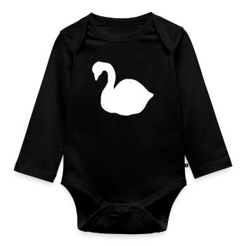 cygne symbole cygnes animal oiseau - Body Bébé bio manches longues - noir - Devant