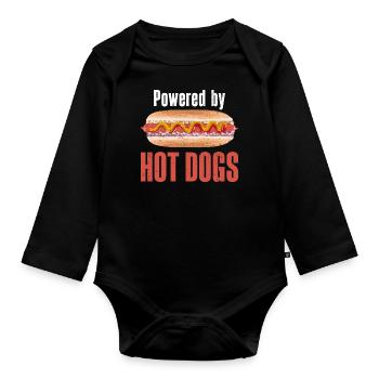 Hot Dog Adult Powered By Hot Dogs - Organic Longsleeve Baby Bodysuit - black - Front