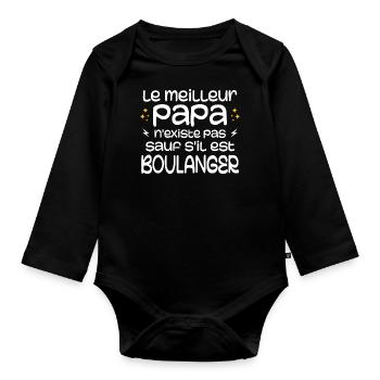 Le Meilleur Papa N'existe Pas Sauf S'il Boulanger - Body Bébé bio manches longues - noir - Devant