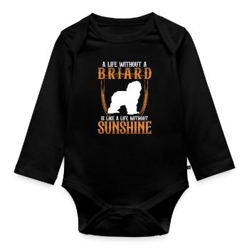 Life without Briard Berger de Brie - Organic Longsleeve Baby Bodysuit - black - Front