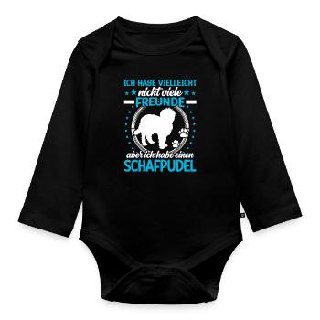 Sheep Poodle is my friend herding poodle - Organic Longsleeve Baby Bodysuit - black - Front