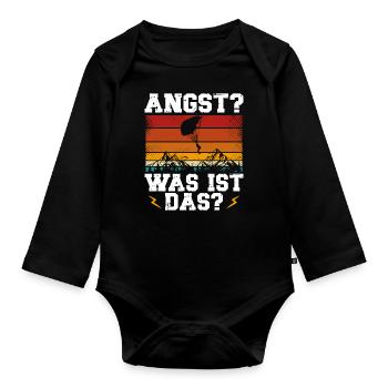 Parachute Skydiving Accessories - Organic Longsleeve Baby Bodysuit - black - Front