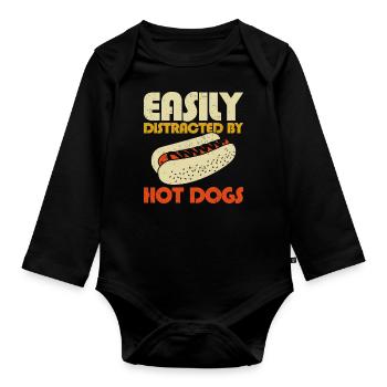 hot-dog adulte facilement distrait par - Body Bébé bio manches longues - noir - Devant