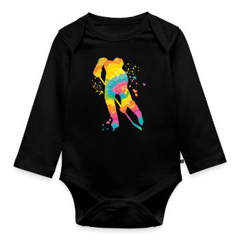 Eishockeyspieler Jungen Eishockey - Baby Bio-Langarm-Body - Schwarz - Vorne