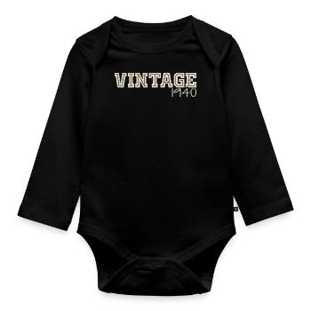 Vintage 1940's Original 1940's Retro 1940's Gift - Organic Longsleeve Baby Bodysuit - black - Front