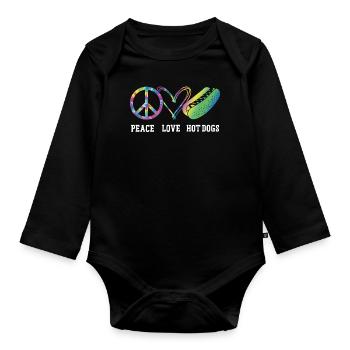 Hot Dog Adulte Tie Dye Peace Love - Body Bébé bio manches longues - noir - Devant
