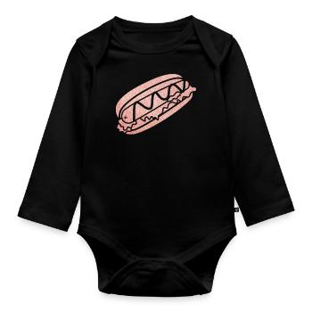 Hot Dog Adult Pink Diamonds - Baby Bio-Langarm-Body - Schwarz - Vorne