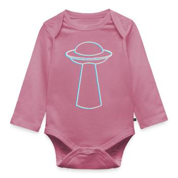 UFO Glitch – Ambiance rave et techno - Body Bébé bio manches longues - mauve - Devant