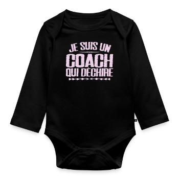 Ich bin ein Coach, der Humor und Humor liebt - Baby Bio-Langarm-Body - Schwarz - Vorne