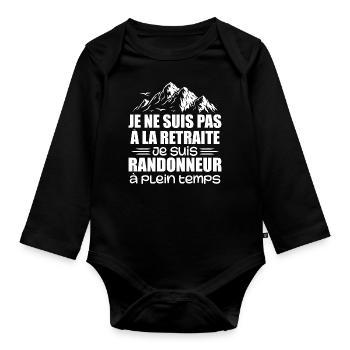 Wandern Gift Retreat Vollzeit-Wanderer - Baby Bio-Langarm-Body - Schwarz - Vorne