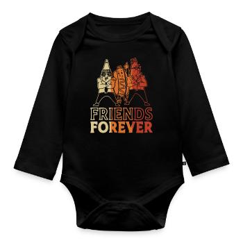 Hot Dog Adult Friends Forever - Baby Bio-Langarm-Body - Schwarz - Vorne