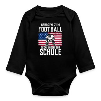 American Football Tshirt Herren Kinder Football - Baby Bio-Langarm-Body - Schwarz - Vorne