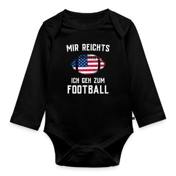 American Football Tshirt Herren Kinder Football - Baby Bio-Langarm-Body - Schwarz - Vorne