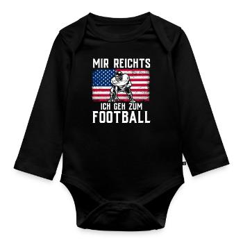 American Football Tshirt Men's Kids Football - Organic Longsleeve Baby Bodysuit - black - Front