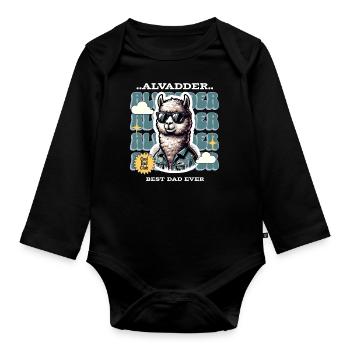 Alvadder Alpaka Papa Vater Vatertag - Baby Bio-Langarm-Body - Schwarz - Vorne