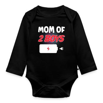 Maman de 2 garçons - Body Bébé bio manches longues - noir - Devant