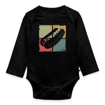 Hot Dog Adulte Vintage Rétro - Body Bébé bio manches longues - noir - Devant