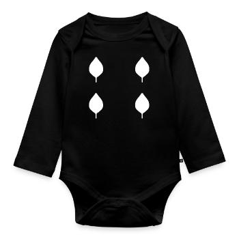 four leaves leaf nature pattern - Organic Longsleeve Baby Bodysuit - black - Front